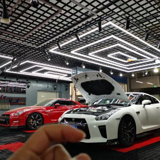 Hexagonal LED Panel Lighting for Car Detailing Workshops