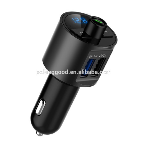 Transmisor FM inalámbrico universal Bluetooth Puertos USB duales USB3.0 5A Cargador rápido del coche del teléfono móvil con el teléfono manos libres