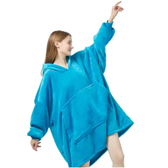 Hot Sale Wearable Sherpa Custom Winter Soft Wholesale Tv Sofa Throw Flannel Fleece Blanket with Sleeves