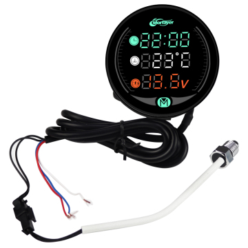 LED Motorcycle Meter with USB Charger - Voltmeter, Temperature, Time