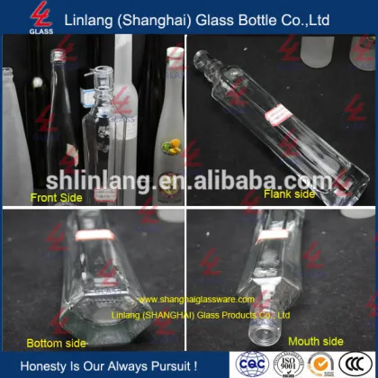 Antique Green Ice Fruit Wine Glass Bottle with Cork Neck