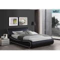 New Design Black Soft Bed Modern Luxury Leather Bed With Led Lights Factory