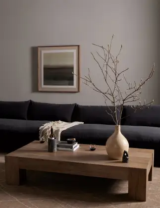 American Vintage Rustic Rectangle Solid Oak Wood Bevan Coffee Table