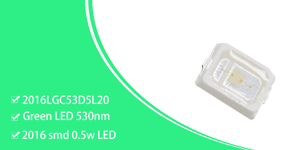 2016LGC53D5L20 SMD 2106 Green 530nm LED Emitter 0.5W SMT