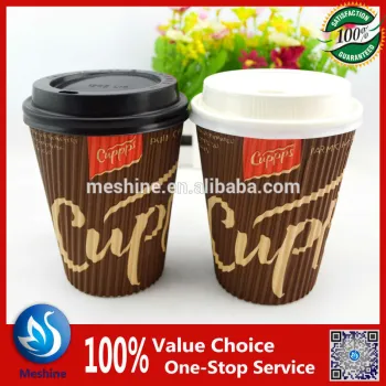 Disposable paper ripple cup for hot coffee with lid, heat insulation paper coffee cup
