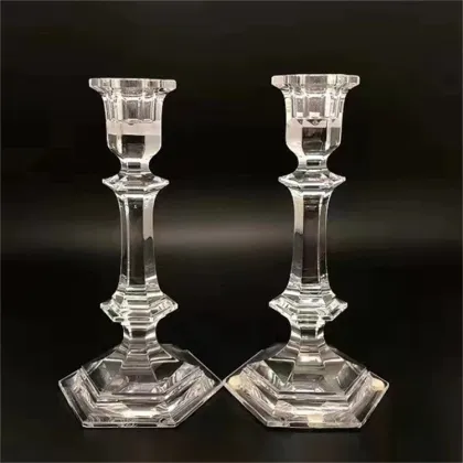 Modern Baccarat Crystal Candle Holders with Laser Logo - Wedding Gift Box for Decoration