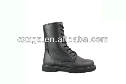 Black leather safety boots genuine leather military combat boots