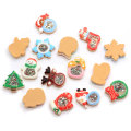 Wholesale New Design Christmas Craft Flat Back Resin Ornament with Christmas Tree Snowflake Boots Deer Shape