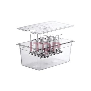 11L Slow Cooker & Sous Vide Container with Rack - Food Grade Plastic & Stainless Steel