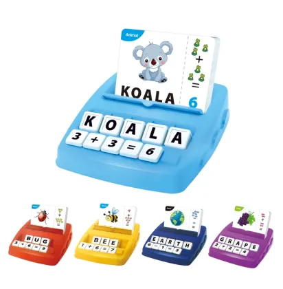 2 in 1 letter vocabulary learning machine 32 cards/10 letter cubes/20 number blocks words educational game learning machine