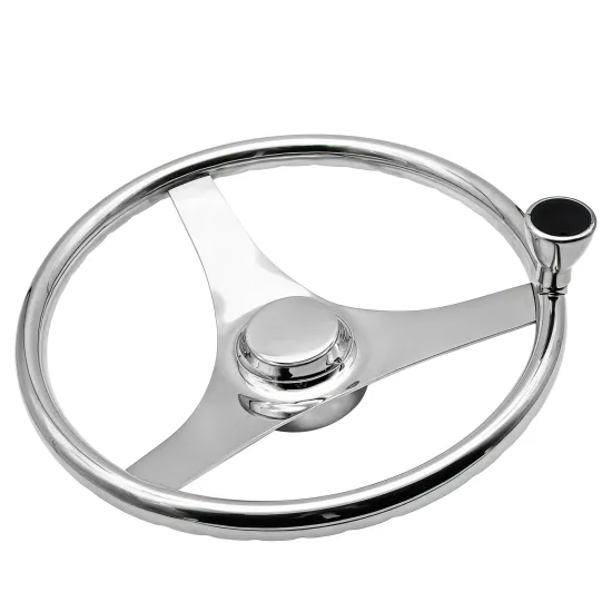 Wholesale Mirror Polished 316 Stainless Steel Marine Hardware Sport Steering Wheel with Knob