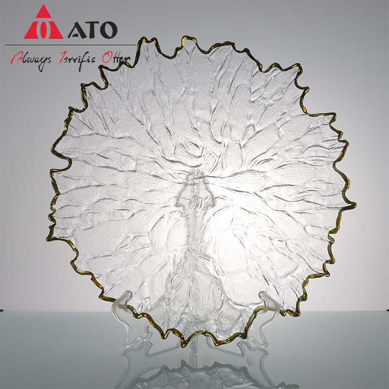 ATO Kitchen Flower Salad Plates Glass Charger Plate