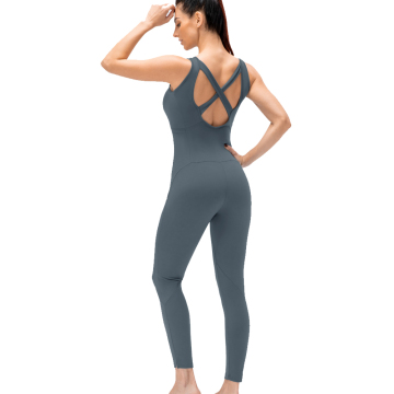 Customizable Women's Yoga Jumpsuits: One-Piece Bodysuits with Sleeves and Pockets for Exercise, Sports, and Fitness