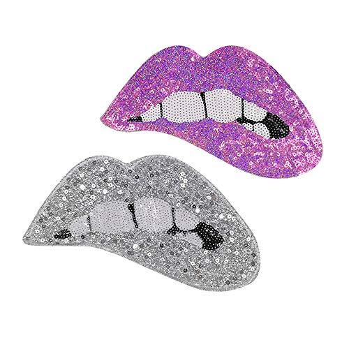 Mouth Patches Lip Sequins Patches Embroidered