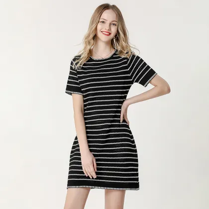 Summer Short Sleeve Knitted Casual Dress