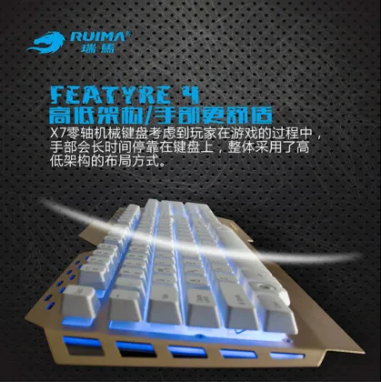 Wired USB Three Color Lighting Zero Axis Mechanical Gaming Keyboard Cheapest Mechanical Metal Keyboard