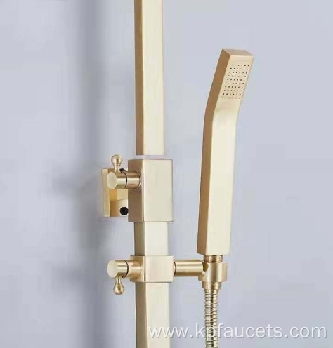 Brushed Gold Bathroom Square Head Shower Faucet