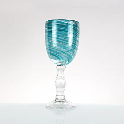 Blue Ribbon Swirl Wine Glass