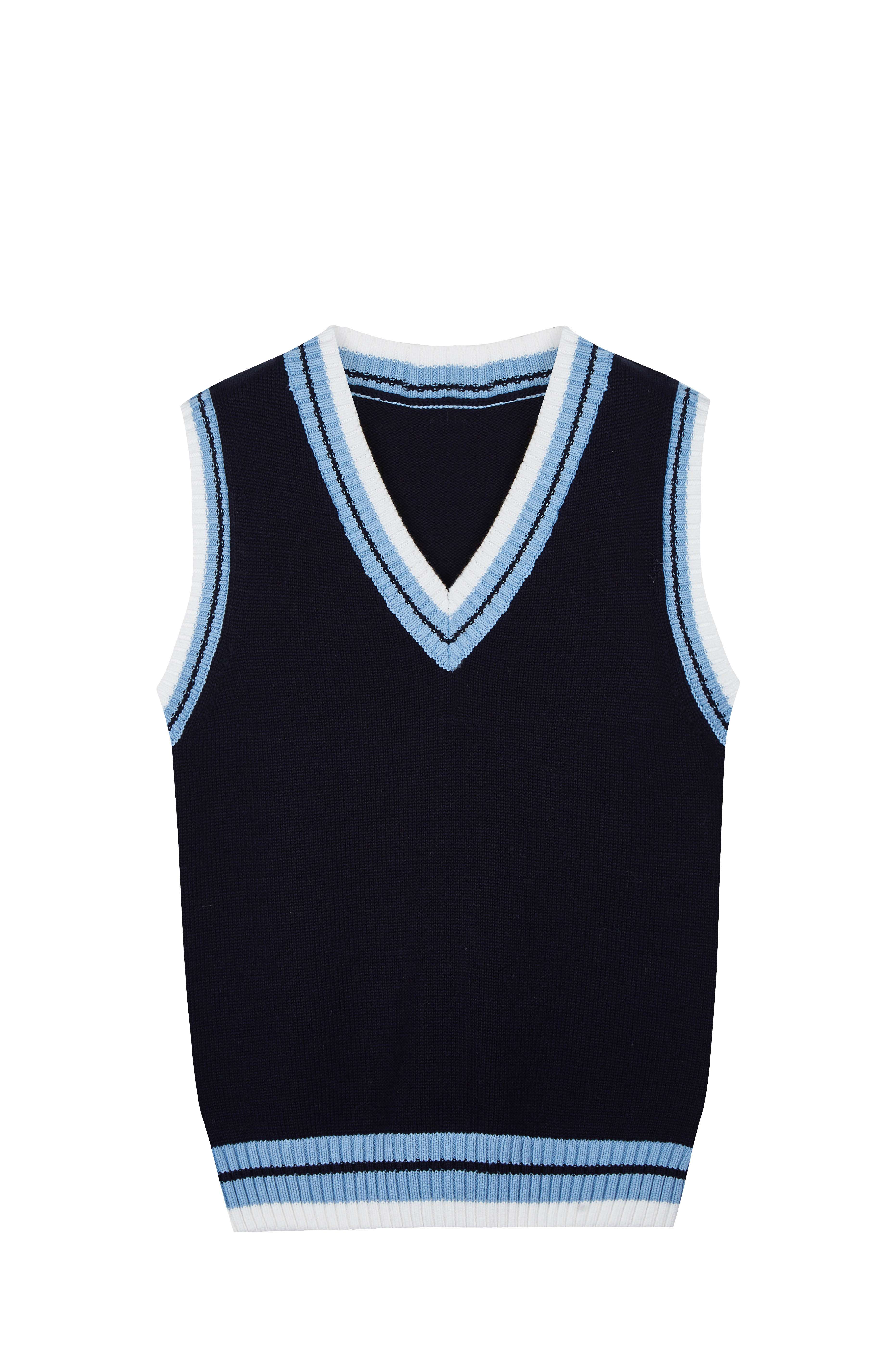 Kids's Sweater Vest Cotton V-Neck School Uniform Pullover Top