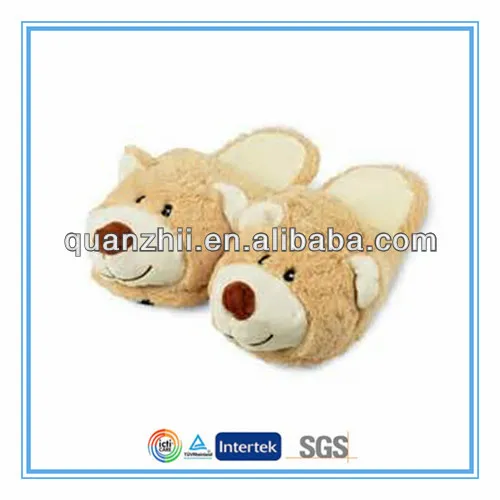 Plush animal slippers for women dog design