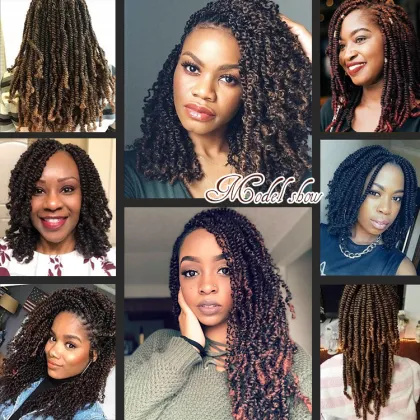 Synthetic spring afro twist 8 inches hair extension ombre nubian loc braid freestress pre twisted crochet spring twist