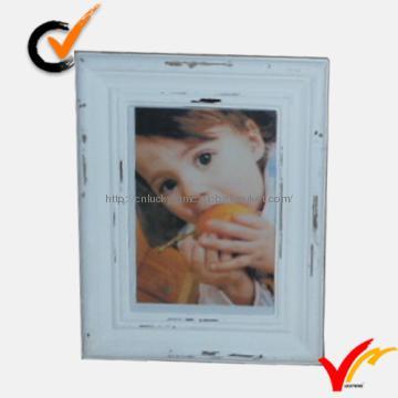 Antique white finish wood photo frame