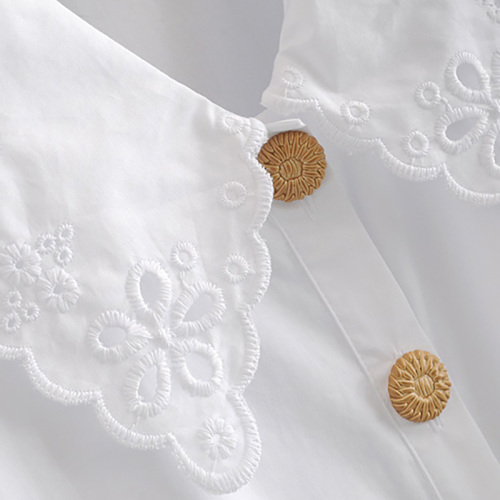 Fashion Embroidery Patches White Dress Women Lantern