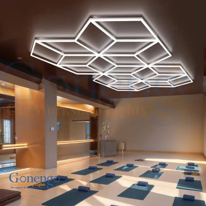 Polygon Light Geometric Diamond Grid Ceiling Lighting for Barbershops Workshop