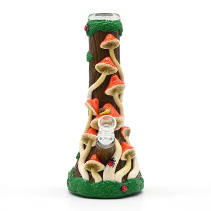 Colorful mushroom tree Glass Beaker Bong