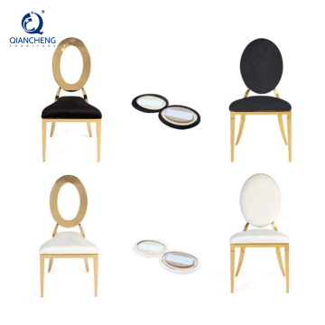 QIANCHENG Luxury Gold Bride and Groom Hotel Banquet Chairs - Stainless Steel Wedding Chairs