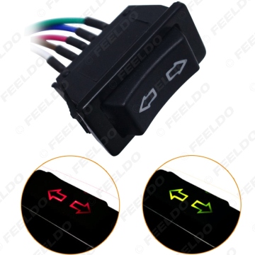 Universal 5-Pin Car Single Power Window Switch 12V/24V with Wire & Red Illumination Indicator