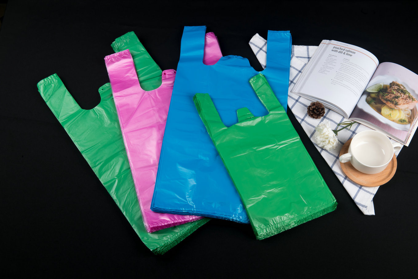 HDPE Poly Color T-Shirt Bag with Handle