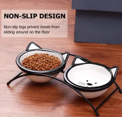 Ceramic Raised Pet Cat Bowls