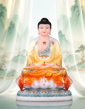 Seated White Marble Statue of Sakyamuni Buddha