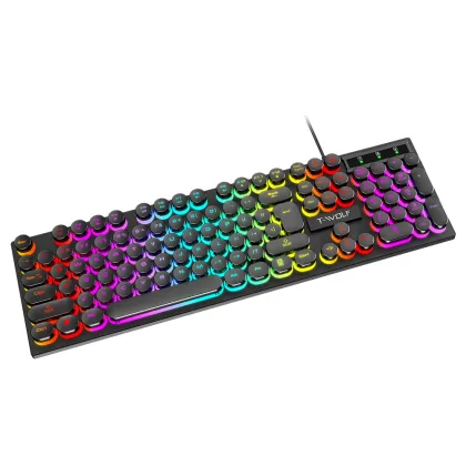 T-Wolf Film Keyboard T80 Wired USB RGB Glowing Gaming Keyboard