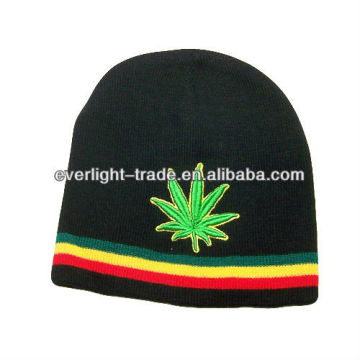100% acrylic embroidery knitted beanie hat