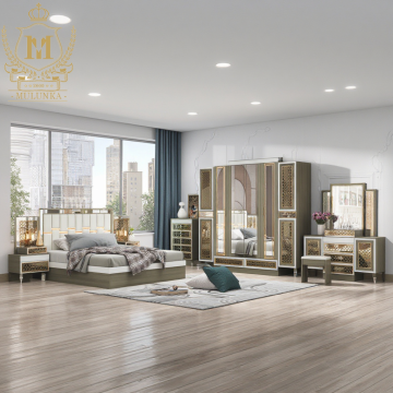 Light Luxurious King Size Bedroom Set - High Quality MDF Wooden Home Furniture