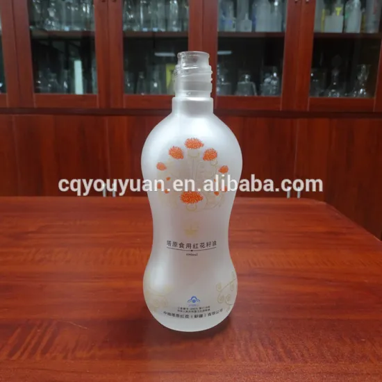 screw cap white 480ml unique oil frosted glass bottle