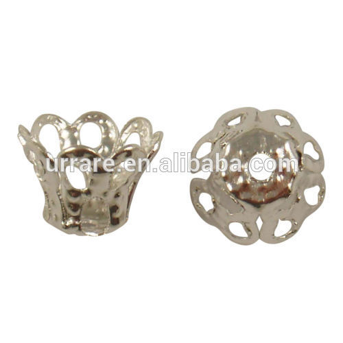 Silver Plated Flower Dome Filigree Bead Caps