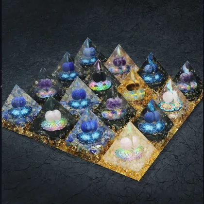 Black Obsidian 60MM Orgonite Pyramid Wisdom Meditation Black Obsidian Base