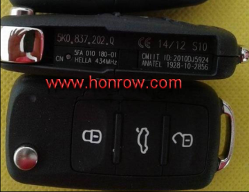 New remote VW 3 button remote key Model Number is 5KO-959-753-N 434MHZ