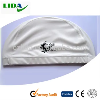 Adult silicone PU swimming cap,white swimming cap