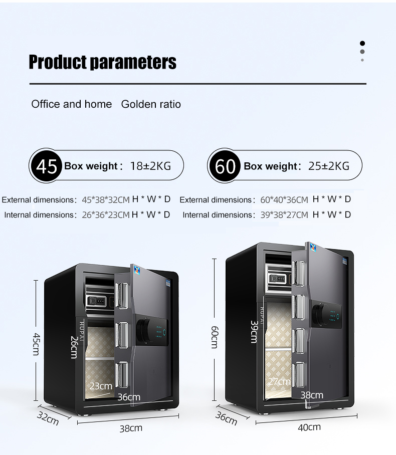 YIH fingerprint safe size