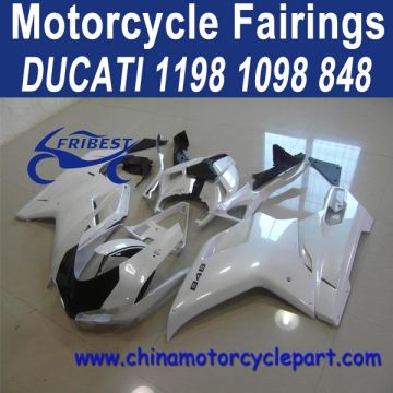 07 08 09 10 For Ducati 1198 1098 848 Motorcycle Plastic Kit Pearl White Black Stripe FFKDU004