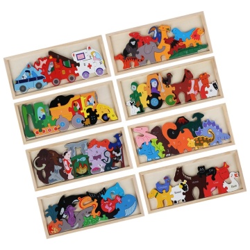 Montessori Educational Holzpuzzle Rätsel: 9 Digitale Designs und 3D -Puzzle -Blöcke Spielzeug