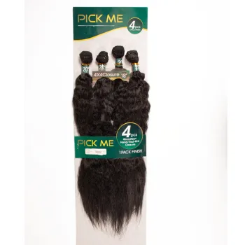 Yaki Straight Natural Hair Extension Synthetic Weaving Hair Bundles With Closure Body Wave Hair