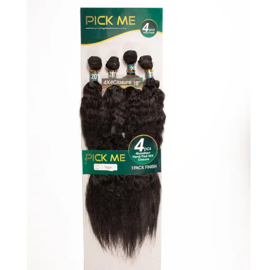 Yaki Straight Natural Hair Extension Synthetic Weaving Hair Bundles With Closure Body Wave Hair
