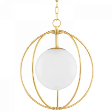 White Globe Glass Pendant Light for Dining & Living Room