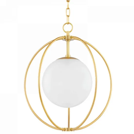 White Globe Glass Pendant Light for Dining & Living Room