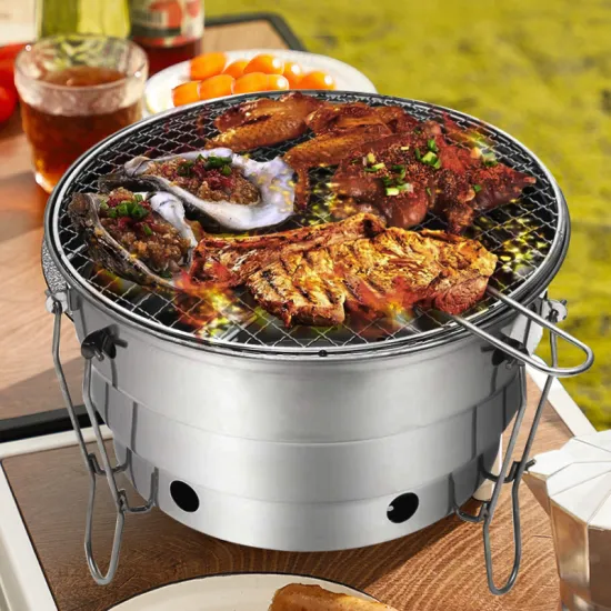 Outdoor camping hiking Garden barbecue Lightweight easy clean portable charcoal bbq grills stainless steel folding bbq grill